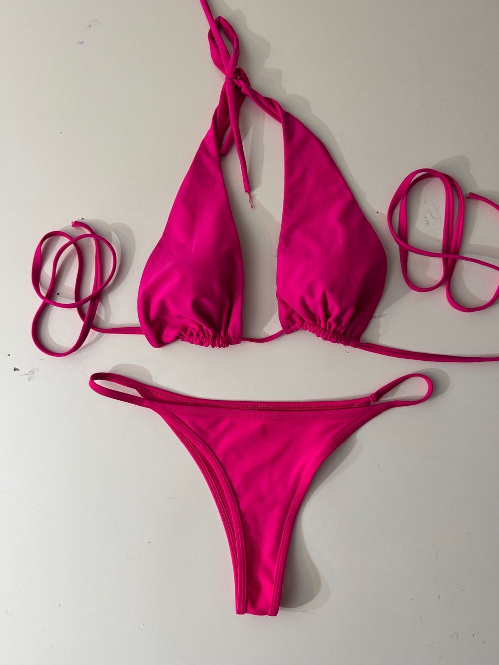 I AM GIA ❤️ Hot Pink Triangle String Bikini Set Never Worn! New w/out Tags!
